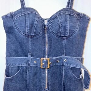 Denim Bustier Dress with Belt